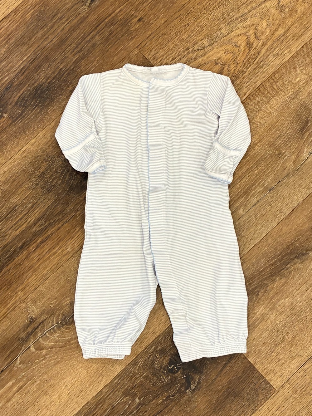 Magnolia Baby Blue Stripe Baby Sleeper Pima Cotton 3m
